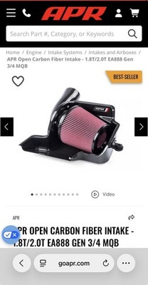 carbon fiber Apr MQB Cold Air Intake System GTI/Golf R/ Audi a3/s3 any ea888