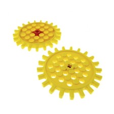 2x Lego Technic Zahnrad 21 Zähne gelb rot groß mit Achs Loch Zahnräder Rad g21