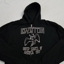 Led Zeppelin Hoodie Mens Medium Black Full Zip Unisted Sates of America 1977