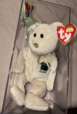 Ty Beanie Babies Birthday Bear June 2001 Retired with Tag and Party Hat