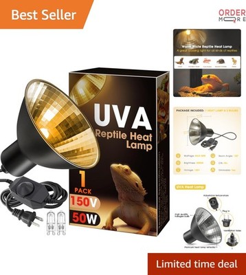 Reptile Heat Lamp 50W G9 Halogen Dimmable UVA Basking Light Fixture