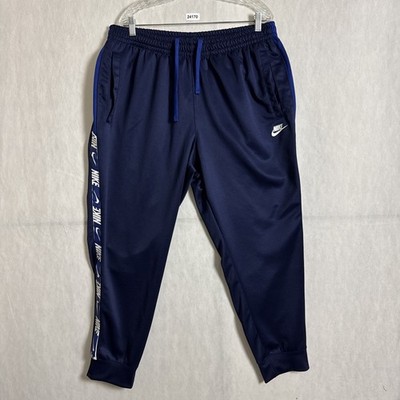 Nike NSW Men's Size XXL 2XL Blue Polyester Repeat Jogger Swoosh Logo Pants