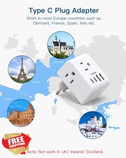 2 Pack European Travel Plug Adapter 4 USB C Ports Type C EU