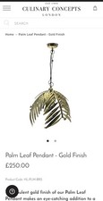 PLAM LEAF PENDANT LIGHT- GOLD FINISH  CULINARY CONCEPTS LONDON