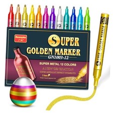 Metallic Acrylic Paint Markers, Super Golden Glitter Markers 12 Colors