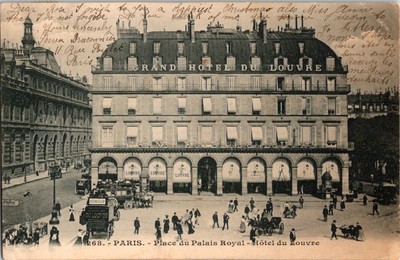 1904 Paris Grand Hotel du Louvre Place Palais Royal French Postcard