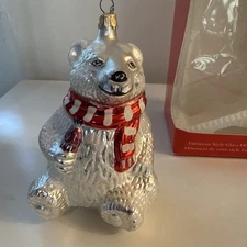COCA COLA COKE EUROPEAN STYLE GLASS CHRISTMAS ORNAMENT KURT ADLER POLAR BEAR 5"