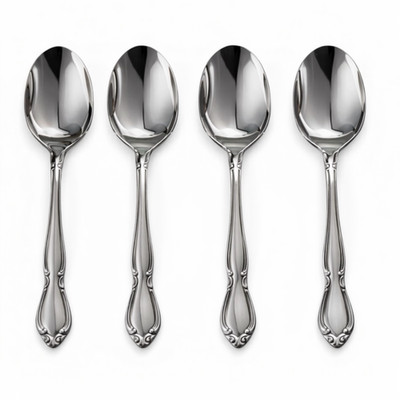 Oneida Strathmore Set of 4 Dinner / Oval Bowl Soup Spoons 6 7/8''