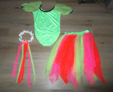Dance Costume Neon bodysuit with scarf skirt and headpiece XL