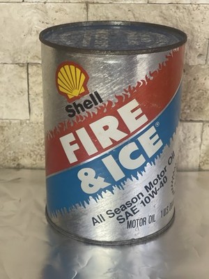 Vntg SHELL Motor Oil FIRE & ICE All Season  10W-40 Heavy Duty Full Unopened QT