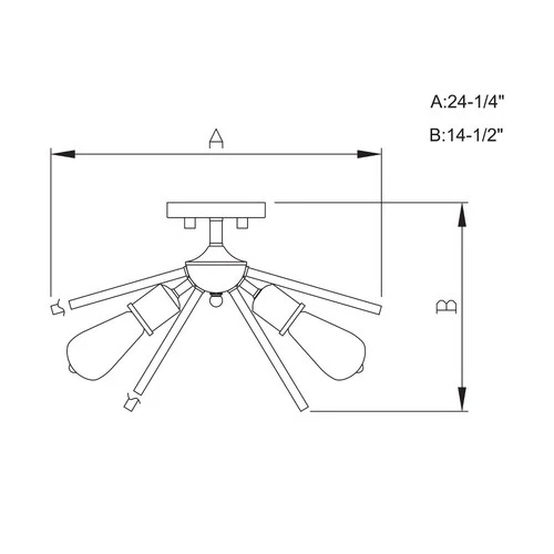 Estelle 6-Light Semi-Flush Mount in Mid-Century Modern and Sputnik Style 14.5 - Picture 12 of 13