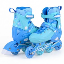 Kids Inline Skates, 4-Size Adjustable Light Roller Skates w/Illuminating Wheels