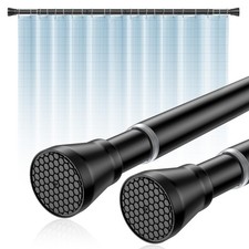 Tension Curtain Rod 45-77 Inch 2Pack Black Shower Tension Rod Adjustable Curt...