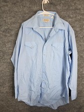 Sheplers Western Shirt Mens Tall 18-35 Light Blue Pearl Snap Long Sleeve Classic