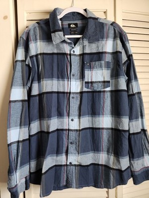 Quicksilver Blue Plaid Button-up Shirt XL Regular Fit Casual Classic Outdoor 