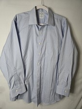 Brooks Brothers Men's Light Blue Checkered Dress Shirt Size 16.5 -33 Regular