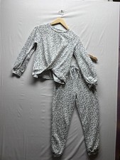 Amy Byer Girls Large 14 Twist Front White Cheetah Print Fleece Lounge Set