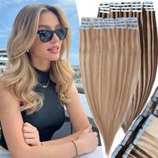 CLEARANCE Tape In Skin Weft Real Remy 100% Human Hair Extensions Highlight 80PCS