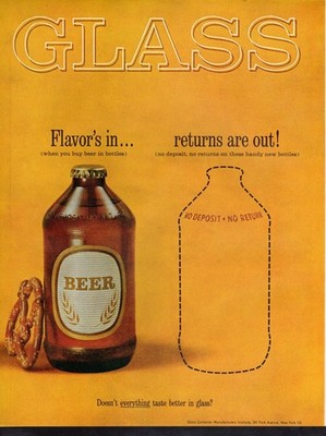 Vintage ad GLASS Container Manufacturer Beer Flavor's in Returns are out pretzel