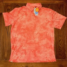 Puma Cloudspun Dye Striped Polo Shirt Mens Large Flamingo Pink New