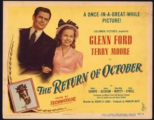 RETURN OF OCTOBER Original Movie Lobby Card Poster Glenn Ford Terry Moore TC