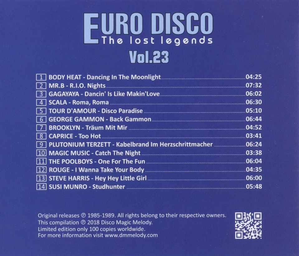Euro Disco - The Lost Legends Vol. 23, Limited Edition, CD  RAR !!! - Bild 2 von 3