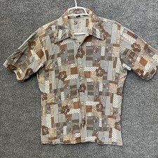 Royal Knight Vintage Shirt Mens Short Sleeve Polyester Size 15M 15 1/2 Floral