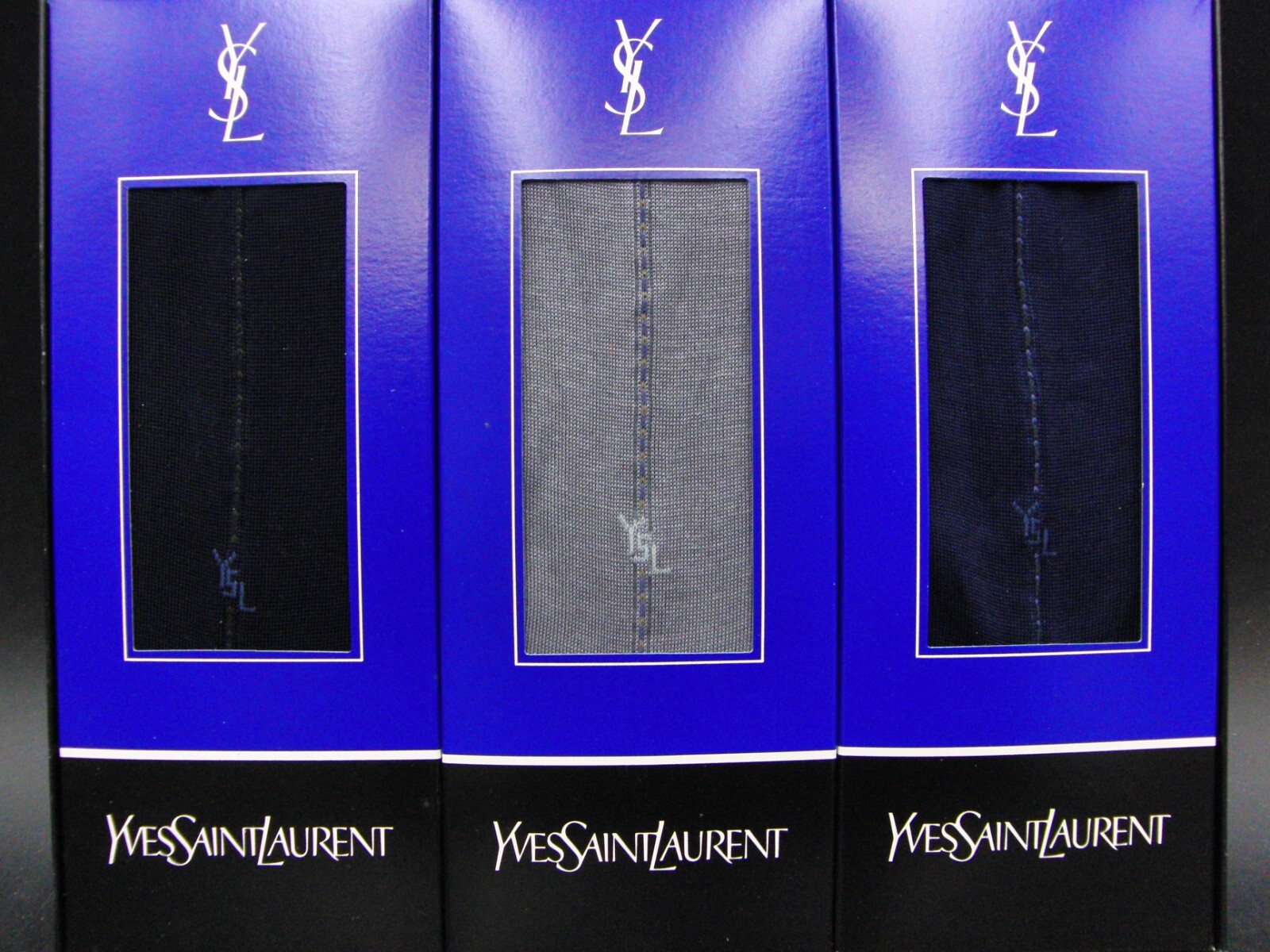 Set 3 Calze Yves Saint Laurent 27cm Nero Grigio e Navy Alta Qualità con Scatola