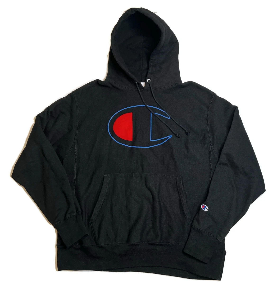 Champion Reverse Weave Hoodie Big C Logo Mens Black New York 2 Side Print eBay