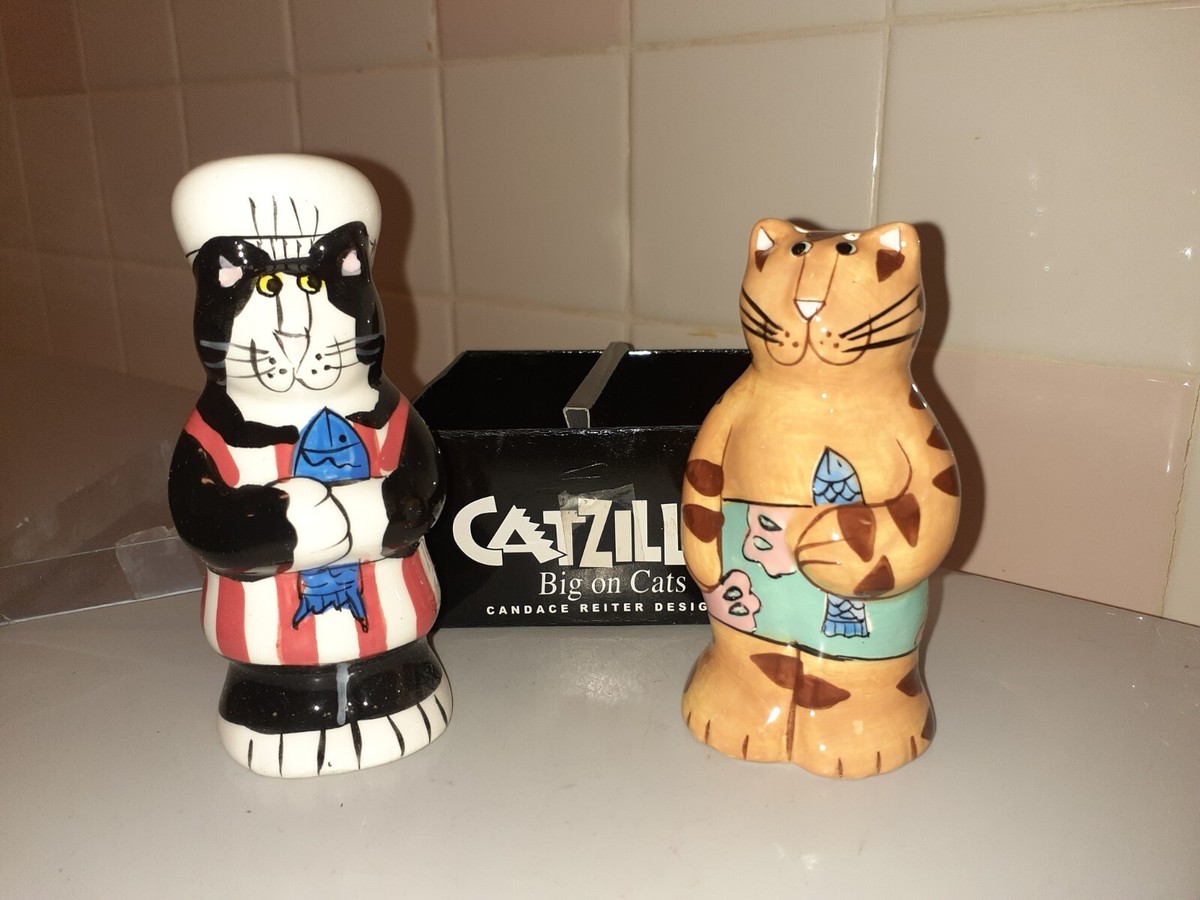 CATZILLA Big on Cats Salt & Pepper Shakers Candace Reiter Designs