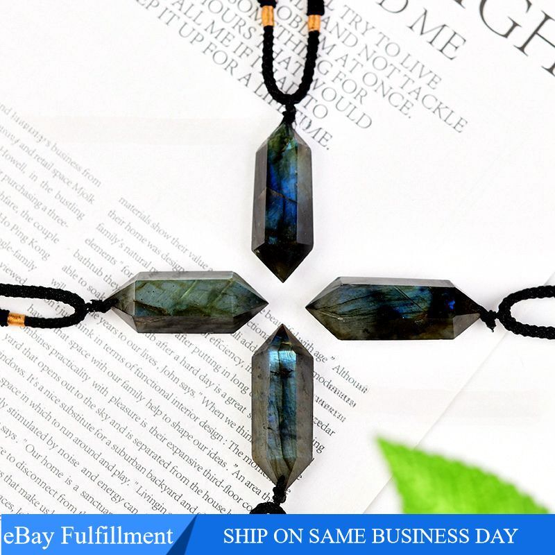 Natural elongated stone, quartz crystal pendant, therapeutic