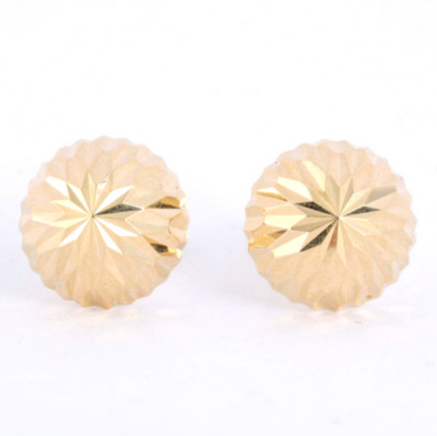 14 Karat massive Gelbgold Halbkugel Ohrringe Starbust Textur Schraubverschluss 0,46 g 4 mm