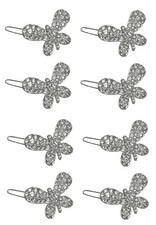 Set of 8 Small Butterfly Hair Clips Rhinestone Snap Clip Barrettes U1747-8
