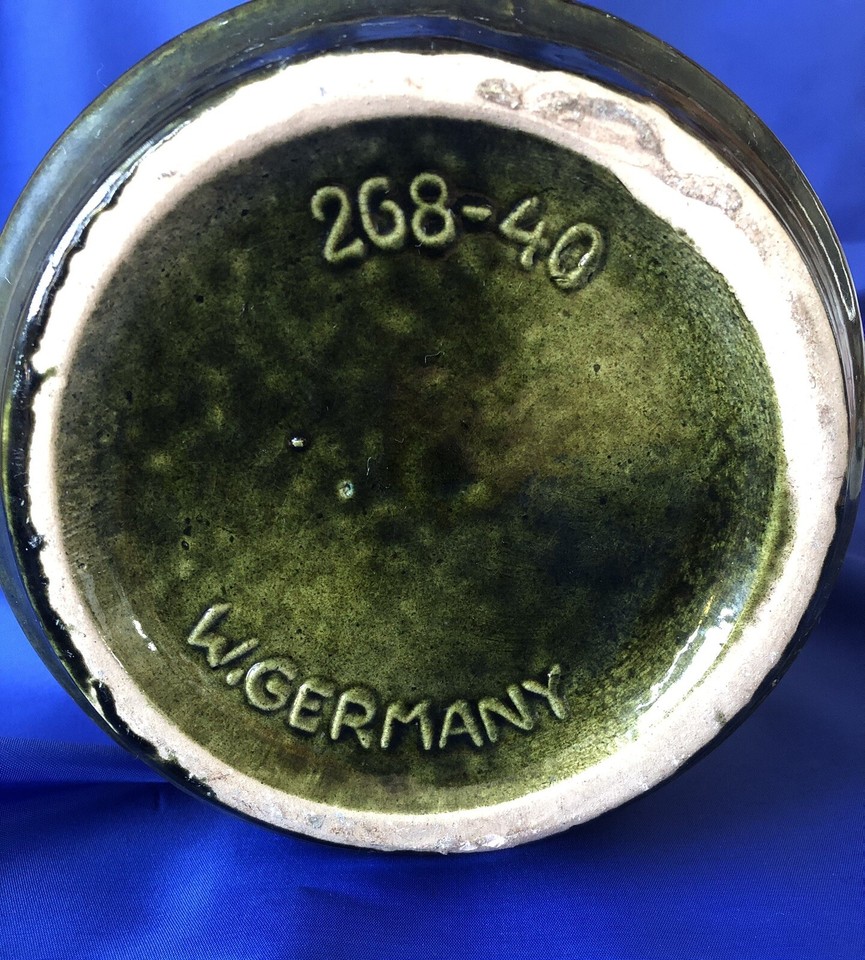 WEST GERMAN VINTAGE LARGE GREEN/YELLOW CERAMIC FLOOR VASE SCHEURICH