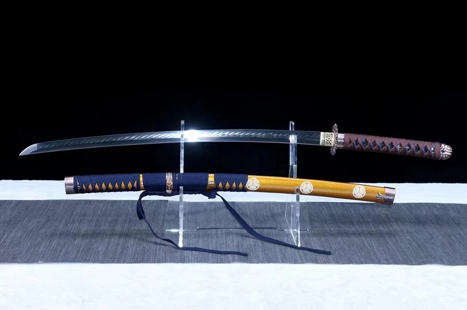 Sabre de espada feito à mão samurai japonês Tachi Katana T10 argila aço lâmina temperada - Imagem 3 de 4