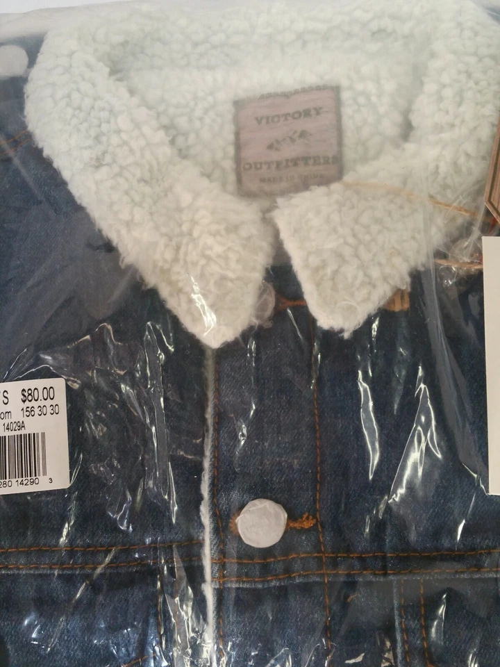 Chaqueta de mezclilla lavada forrada Sherpa Victory Outfitters para hombre talla pequeña nueva con etiquetas nueva Foto 2 de 4