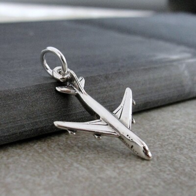925 Sterling Silber Flugzeug Charm - Jet Flugzeug Charm - Flugzeug Pilot Charm