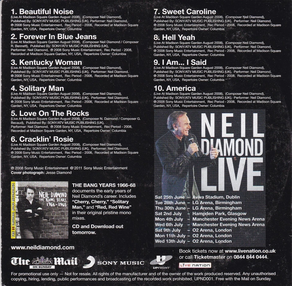 NEIL DIAMOND 10 Great Tracks From Hot August Night/NYC - Bild 2 von 3