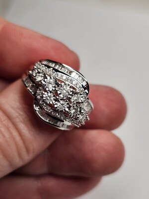 Art Deco 1.00tcw Diamond Bypass Ring, Sterling Silver, Appraised & Hallmarked 