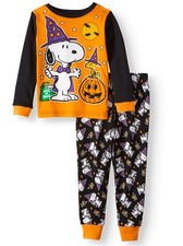 Peanut Snoopy Halloween Long Sleeve Tight Fit Cotton Pajama Set Boy Size 5T