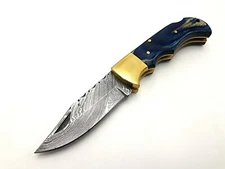 POCKET KNIFE BRASS BOLSTER WOOD GRIP & COVER