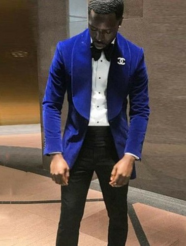 Hommes Royal Bleu Fumer Veste Élégant Mariage Marié Designer Soirée Blazers - Bild 1 von 2