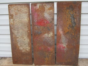 3 Old Rusty Sheet Metal Steel Panel Farm Barn Design Wall Art