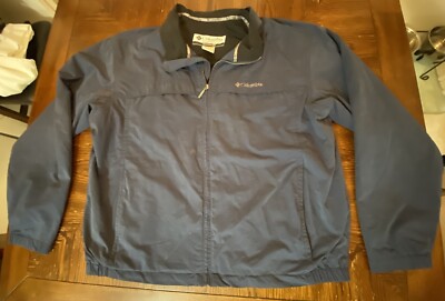 Men's Columbia Windbreaker Cold Weather Jacket Blue XL Water Resistant Fabric