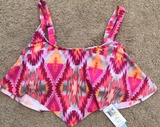Antonio Melani Tribal Flutter Bra Swimsuit Top Red Glow Medium Retail 64 New
