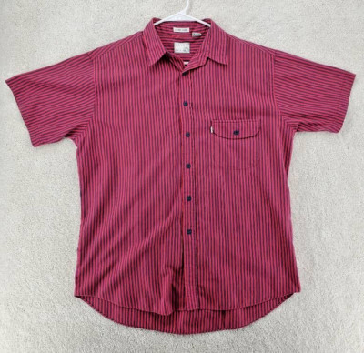 Levis Men's Silver Label Button Front Shirt Red Striped Pocket Large