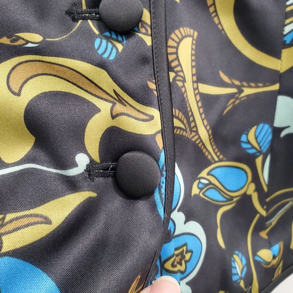 JS Collections Women's Multicolor Paisley Cheongsam Qipao Neck SS Jacket US 12 - Image 3 of 4