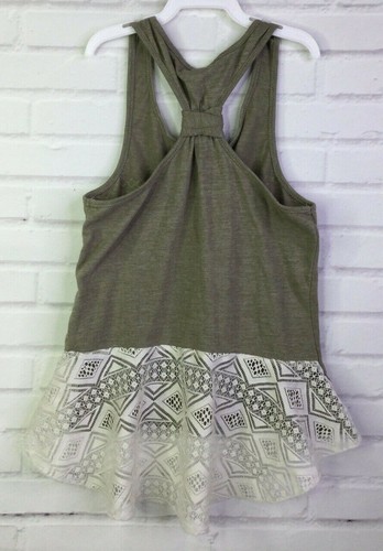 Beautees Girls Size Small Chic Green Bohemian Beauty Racerback Tank Top Lace Hem - Picture 3 of 7