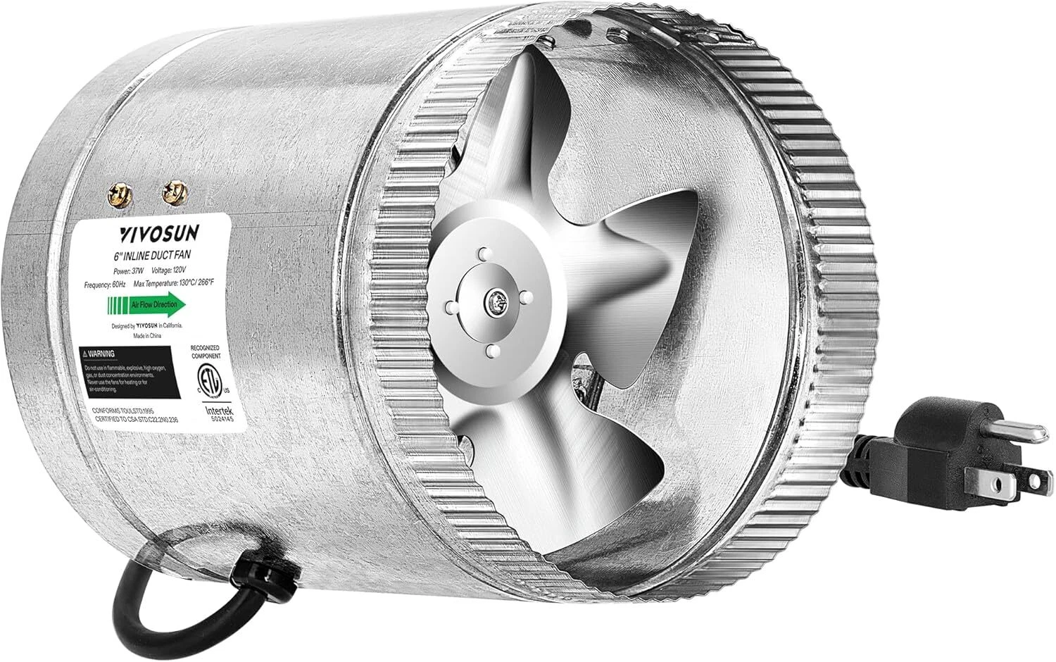 VIVOSUN AeroZesh T4 Inline Duct Fan and 2-Pack 4 Inch 25 Feet Flex Air Aluminum Ducting Dryer Kit - Thumbnail 3