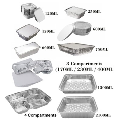 150 Stück Einweg Aluminium Lebensmittelbehälter mit Deckel Backform zum Mitnehmen
